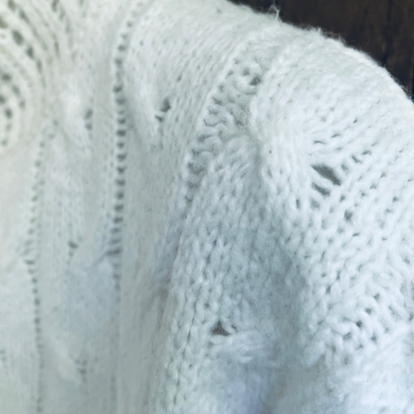 Kersh Women Openwork  Cable Кnit Turtleneck White Sweater Oversized Size XS - Picture 4 of 15